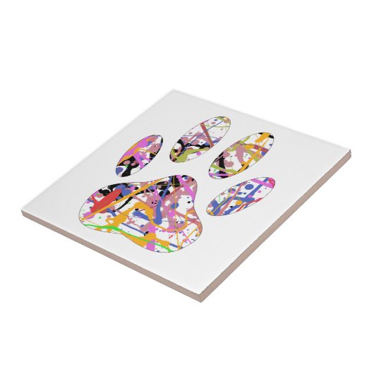 Paint Spritzer Dog Paw Print Fliese (Seite)