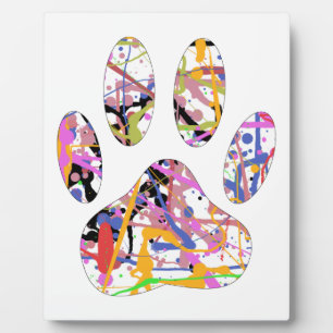 Paint Spritzer Dog Paw Print Fotoplatte
