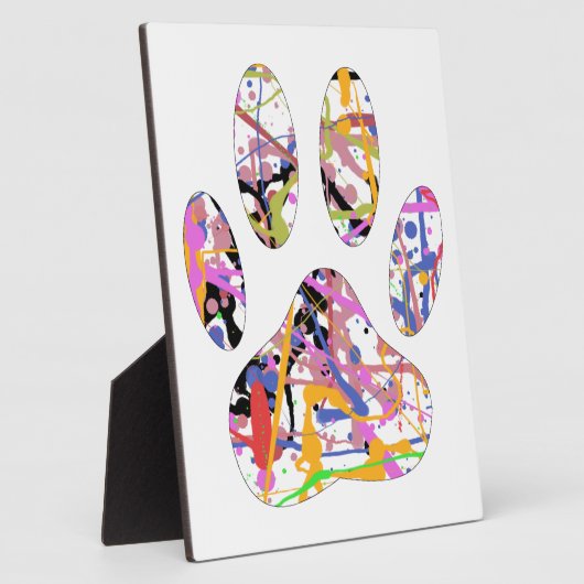 Paint Spritzer Dog Paw Print Fotoplatte (Seite)