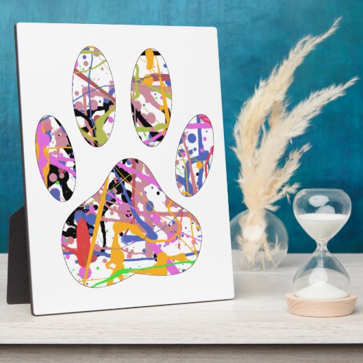 Paint Spritzer Dog Paw Print Fotoplatte (Seite)