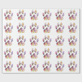 Paint Spritzer Dog Paw Print Geschenkpapier (Flach)