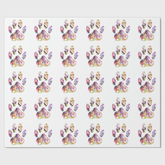 Paint Spritzer Dog Paw Print Geschenkpapier (Flach)