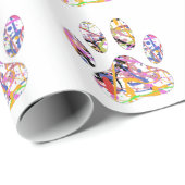 Paint Spritzer Dog Paw Print Geschenkpapier (Rolleneckpunkt)
