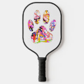 Paint Spritzer Dog Paw Print Heft Pickleball Schläger (Vorderseite)