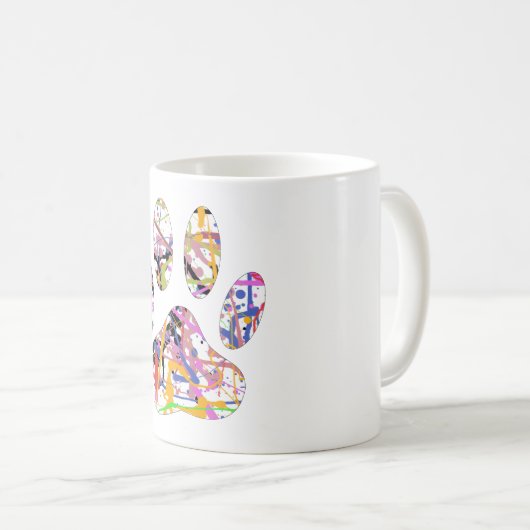 Paint Spritzer Dog Paw Print Kaffeetasse (VorderseiteRechts)