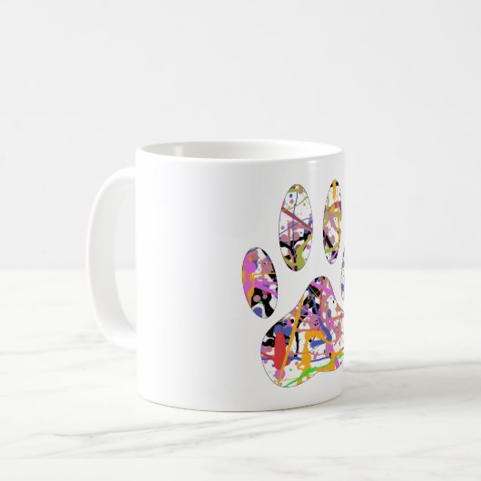 Paint Spritzer Dog Paw Print Kaffeetasse (Vorderseite Links)