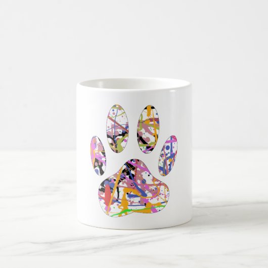 Paint Spritzer Dog Paw Print Kaffeetasse (Mittel)
