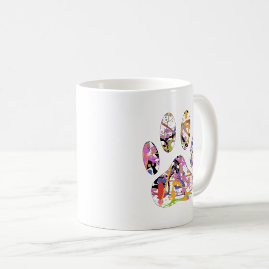 Paint Spritzer Dog Paw Print Kaffeetasse (VorderseiteRechts)