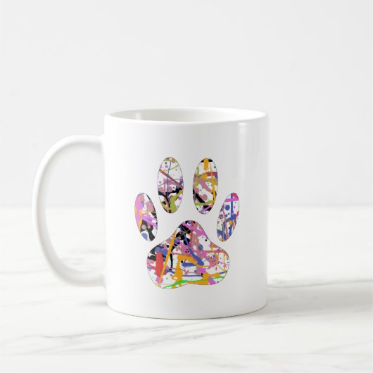 Paint Spritzer Dog Paw Print Kaffeetasse (Links)