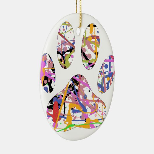 Paint Spritzer Dog Paw Print Keramik Ornament (Rechts)