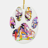Paint Spritzer Dog Paw Print Keramik Ornament (Vorne)