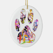 Paint Spritzer Dog Paw Print Keramikornament (Rechts)