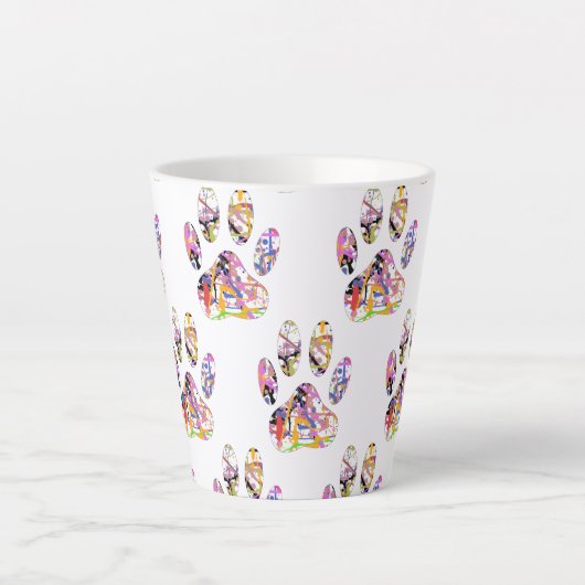 Paint Spritzer Dog Paw Print Milchtasse (Vorderseite)