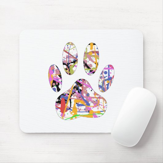 Paint Spritzer Dog Paw Print Mousepad (Mit Mouse)