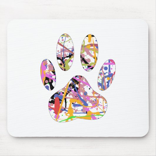 Paint Spritzer Dog Paw Print Mousepad (Vorne)