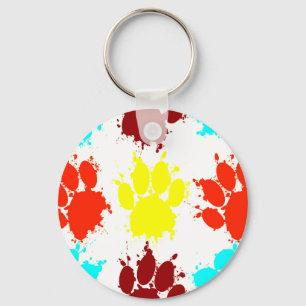 Paint Spritzer Dog Paw Print Pattern Schlüsselanhä Schlüsselanhänger