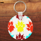 Paint Spritzer Dog Paw Print Pattern Schlüsselanhä Schlüsselanhänger (Vorderseite)