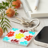 Paint Spritzer Dog Paw Print Pattern Schlüsselanhänger (Vorderseite rechts)