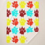 Paint Spritzer Dog Paw Print Pattern Sherpadecke (Vorderseite)
