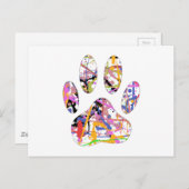Paint Spritzer Dog Paw Print Postkarte (Vorne/Hinten)