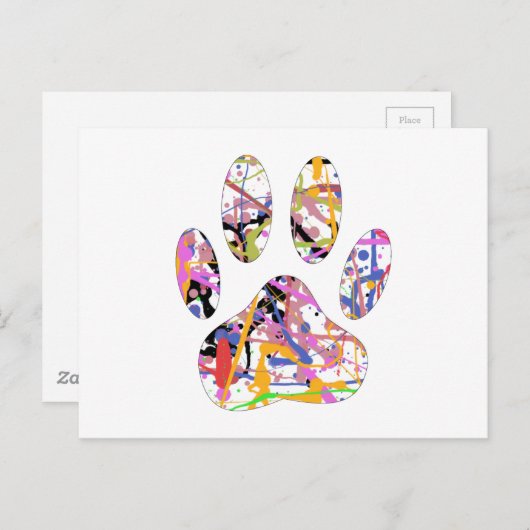 Paint Spritzer Dog Paw Print Postkarte (Vorne/Hinten)