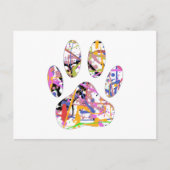 Paint Spritzer Dog Paw Print Postkarte (Vorderseite)