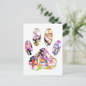 Paint Spritzer Dog Paw Print Postkarte (Stehend Vorderseite)