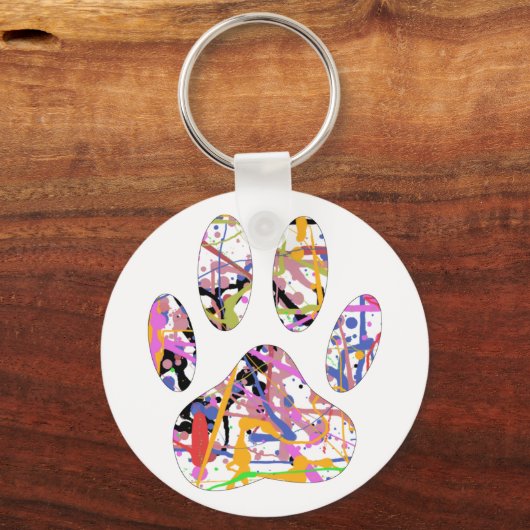 Paint Spritzer Dog Paw Print Schlüsselanhänger (Vorderseite)