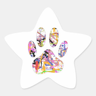Paint Spritzer Dog Paw Print Stern-Aufkleber