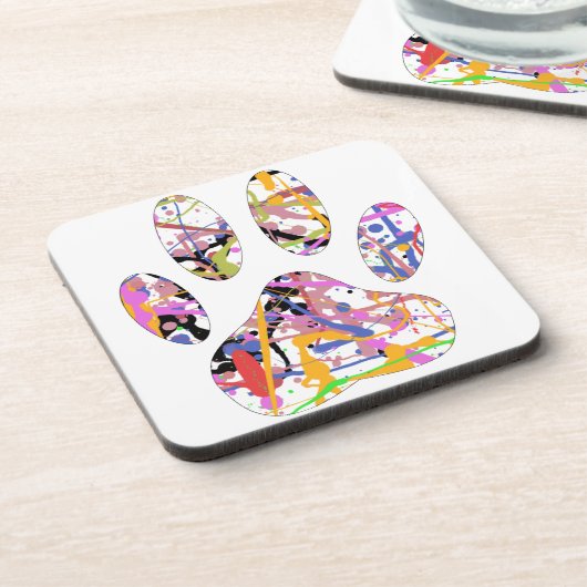 Paint Spritzer Dog Paw Print Untersetzer (Linke Seite)