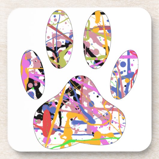 Paint Spritzer Dog Paw Print Untersetzer (Vorderseite)