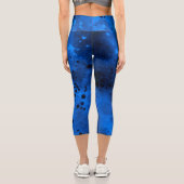 Paint Spritzer Effect Blue & Black Capri Leggings (Rückseite)