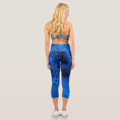 Paint Spritzer Effect Blue & Black Capri Leggings (Rückseite)