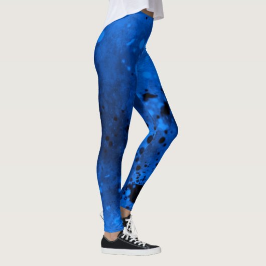 Paint Spritzer Effect Blue & Black Leggings (Rechts)