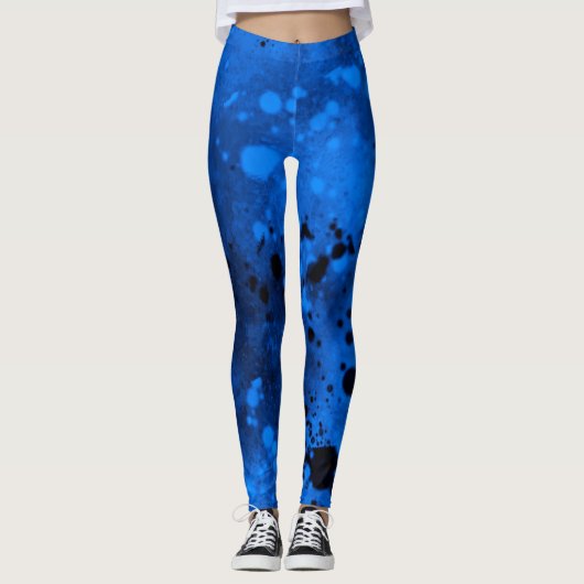 Paint Spritzer Effect Blue & Black Leggings (Vorderseite)