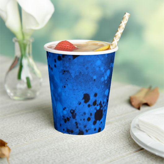 Paint Spritzer Effect Blue & Black Pappbecher (In Situ)