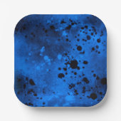 Paint Spritzer Effect Blue & Black Pappteller (Vorderseite)