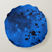 Paint Spritzer Effect Blue & Black Rundes Kissen (Rückseite)