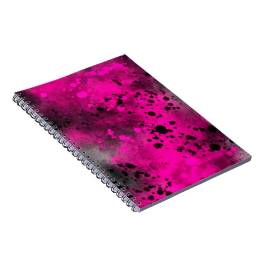 Paint Spritzer Effect Pink & Black Notizblock (Rechte Seite)