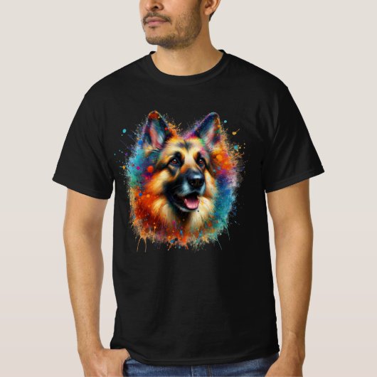 Paint Spritzer German Shepherd T-Shirt (Vorderseite)
