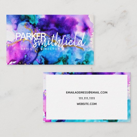 Paint Spritzer Gold und Lila einfach Visitenkarte (Vorne/Hinten)