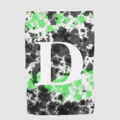 Paint Spritzer Green Black Mit Monogramm Golf Hand Golfhandtuch (Vorderseite)