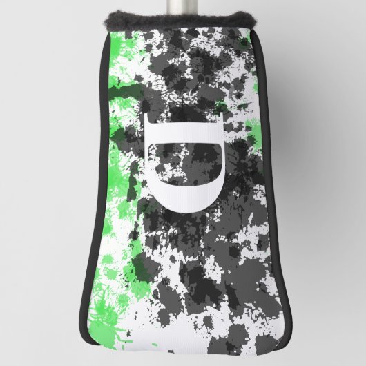 Paint Spritzer Green Schwarz-weiß Monogram Golf Headcover (Rotieren 90)