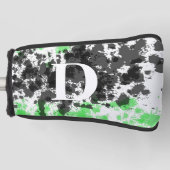 Paint Spritzer Green Schwarz-weiß Monogram Golf Headcover (Vorderseite)