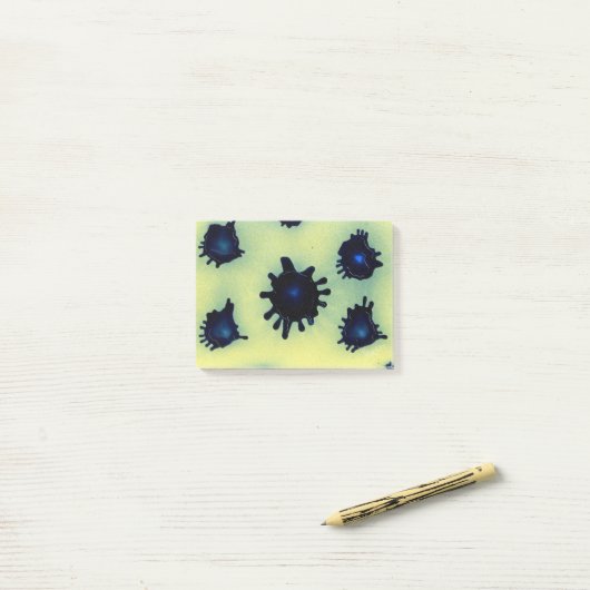 Paint-Spritzer in Blau Post-it Klebezettel (Auf Schreibtisch)