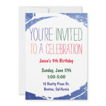 Paint Spritzer Invite | Kids Blue Pool Party