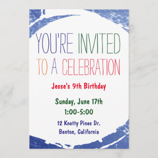 Paint Spritzer Invite | Kids Blue Pool Party Einladung