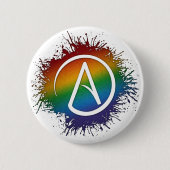 Paint Spritzer LGBTQ Pride Rainbow Atheist Symbol Button (Vorderseite)