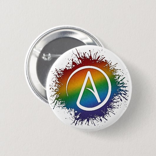 Paint Spritzer LGBTQ Pride Rainbow Atheist Symbol Button (Vorne & Hinten)