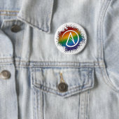 Paint Spritzer LGBTQ Pride Rainbow Atheist Symbol Button (Beispiel)